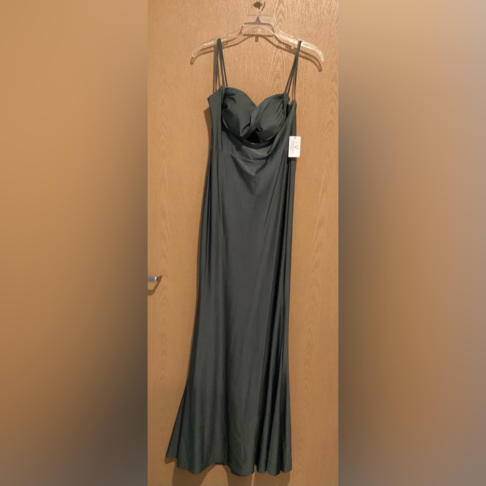 Sage Maxi Slip Dress with Draped Bust